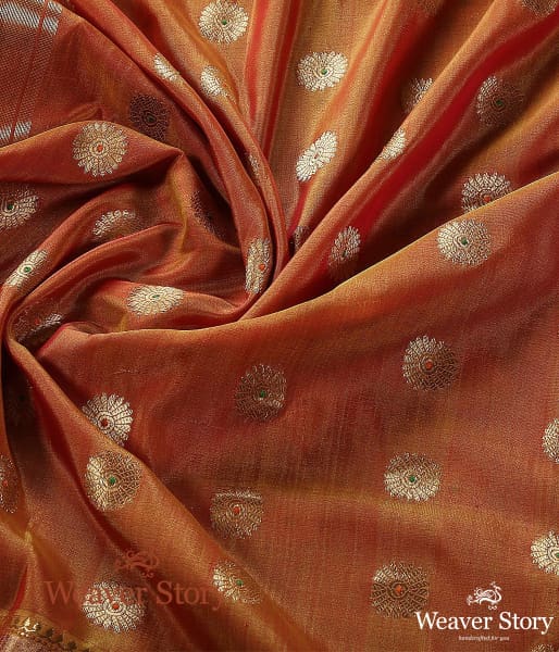 Handwoven_Orange_and_Gold_Cotton_Silk_Dupatta_with_Kadhwa_Booti_WeaverStory_05