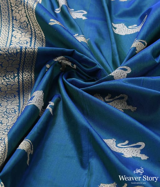 Handwoven_Blue_Banarasi_Dupatta_with_Lion_Motifs_WeaverStory_05