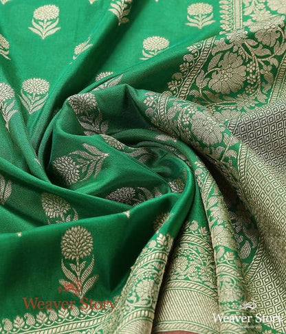 Handwoven_Dark_Green_Katan_Georgette_Dupatta_WeaverStory_05