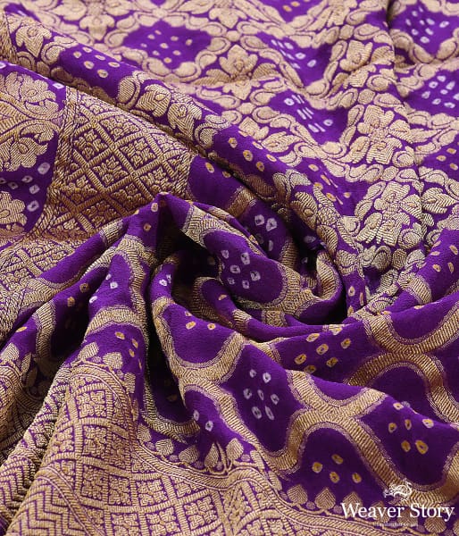 Handwoven_Purple_Banarasi_Bandhej_Dupatta_WeaverStory_05