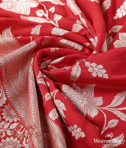 Handwoven_Red_Munga_Silk_Dupatta_with_Cutwork_Jaal_WeaverStory_05