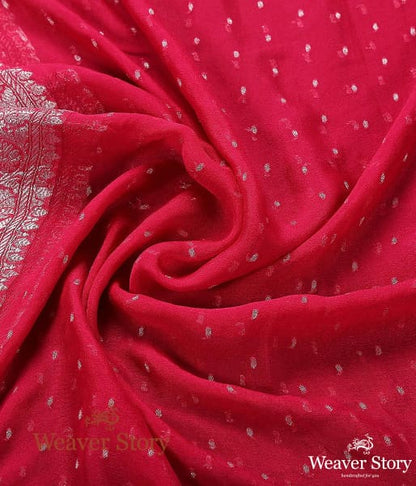 Handwoven_Red_Georgette_Dupatta_with_Silver_Zari_WeaverStory_05