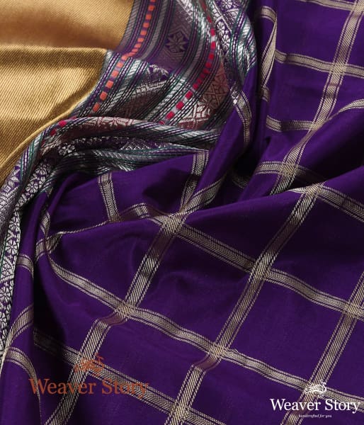 Handwoven_Purple_Banarasi_Dupatta_with_Checks_and_Zari_Pallu_WeaverStory_05