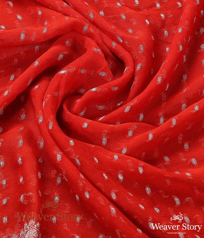 Handwoven_Red_Georgette_Dupatta_with_Silver_Zari_WeaverStory_05