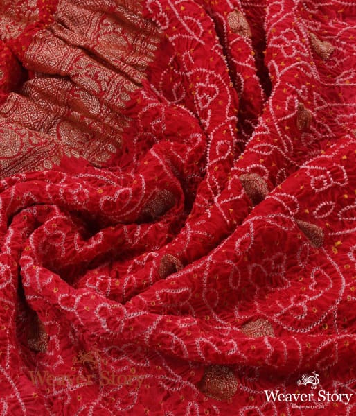 Handwoven_Red_Kadhwa_Banarasi_Bandhej_Dupatta_WeaverStory_05