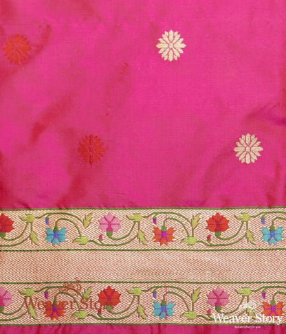 Handwoven_Rani_Pink_with_Meenakari,_Konia,_Real_Zari_Saree_WeaverStory_05