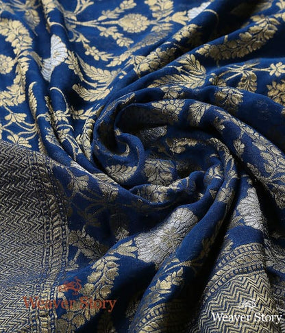 Handwoven_Banarasi_Georgette_Cutwork_Dupatta_in_Blue_WeaverStory_05