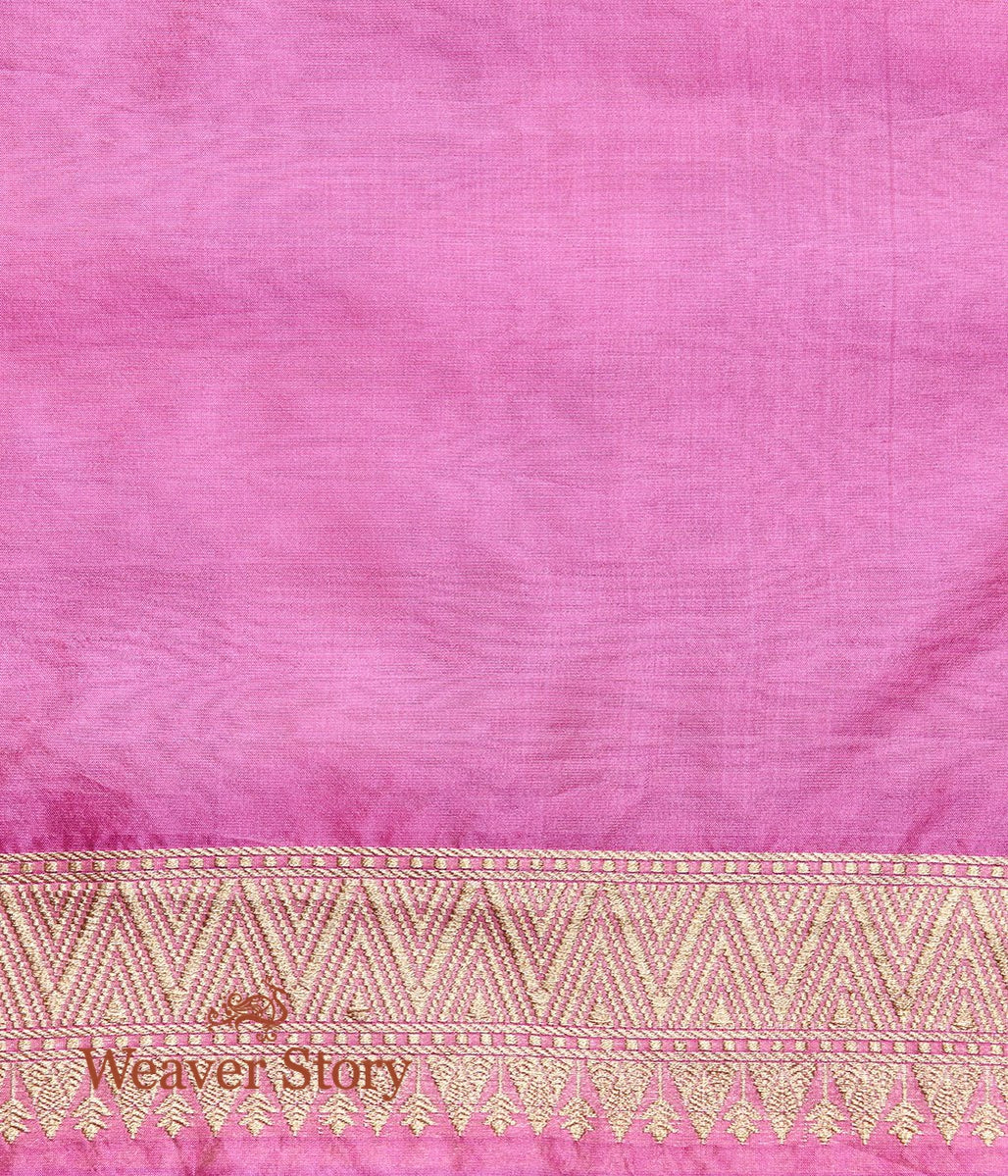 Handwoven_Gold_Silk_Tissue_Saree_with_Pink_Border_WeaverStory_05