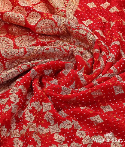 Handwoven_Banarasi_Bandhani_Georgette_Dupatta_in_Red_WeaverStory_05