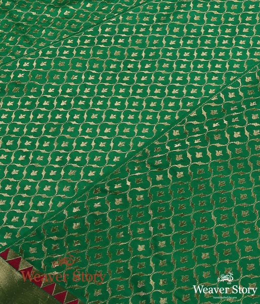 Handloom_Green_Cutwork_Katan_Silk_Kalidar_Banarasi_Lehenga_WeaverStory_05