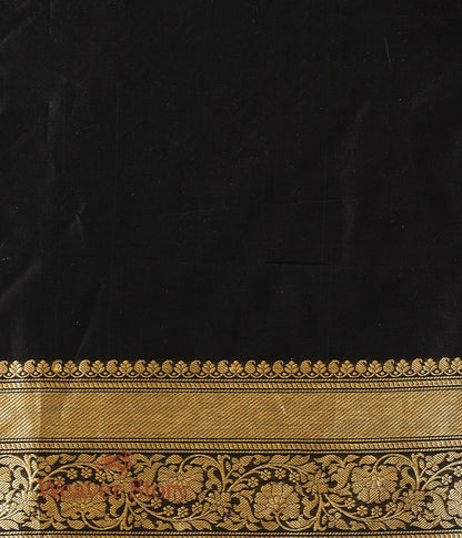 Handloom_Black_Banarasi_Cotton_Saree_with_Leaf_Motifs_WeaverStory_05