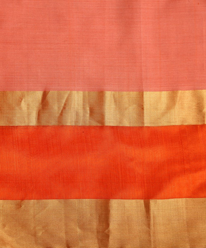 Handwoven Peach Mercerised Cotton Saree with Orange Border