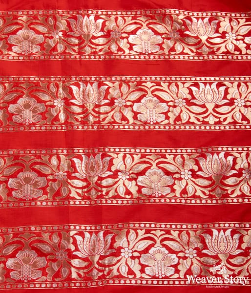 Katan_Silk_Handloom_Red_Banarasi_Lehenga_with_Blouse_and_Borders_WeaverStory_06