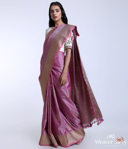 Handwoven_Banarasi_Tusser_saree_in_lavender_WeaverStory_02