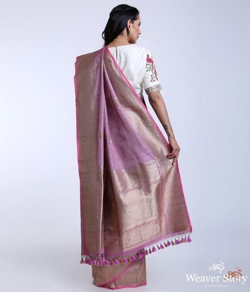 Handwoven_Banarasi_Tusser_saree_in_lavender_WeaverStory_04