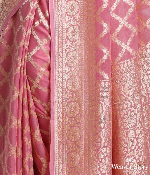 Handwoven_Pink_Banarasi_Georgette_Saree_WeaverStory_04