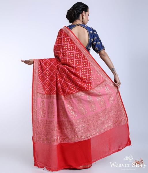 Handwoven_Red_Banarasi_Georgette_Saree_with_Tanchoi_Weave_WeaverStory_03