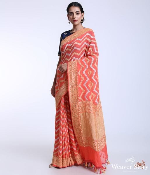 Handwoven_Banarasi_Jangla_in_orange_WeaverStory_02