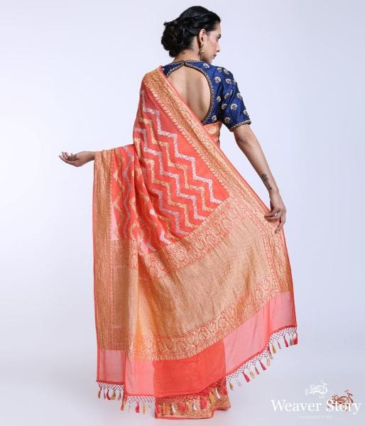 Handwoven_Banarasi_Jangla_in_orange_WeaverStory_04