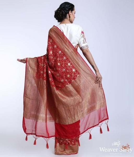 Handwoven_Banarasi_Georgette_saree_woven_with_patola_weave_WeaverStory_03