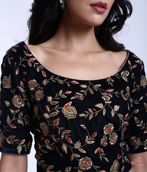Navy_Blue_Velvet_Blouse_with_Zari_Jaal_and_Hand_Embroidery_WeaverStory_03