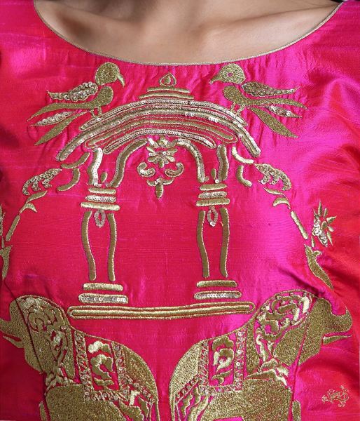 Pink_Raw_Silk_Blouse_with_Machine_Embroidered_Elephant_Motifs_WeaverStory_04