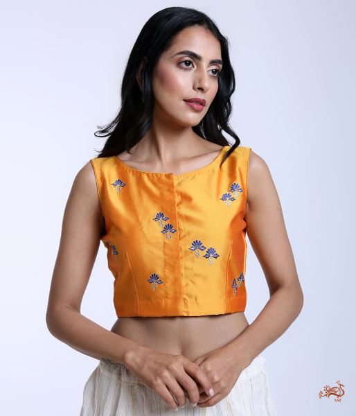 Mustard_yellow_silk_blouse_with_machine_embroidery_WeaverStory_02