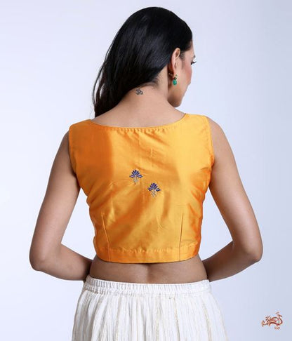 Mustard_yellow_silk_blouse_with_machine_embroidery_WeaverStory_03