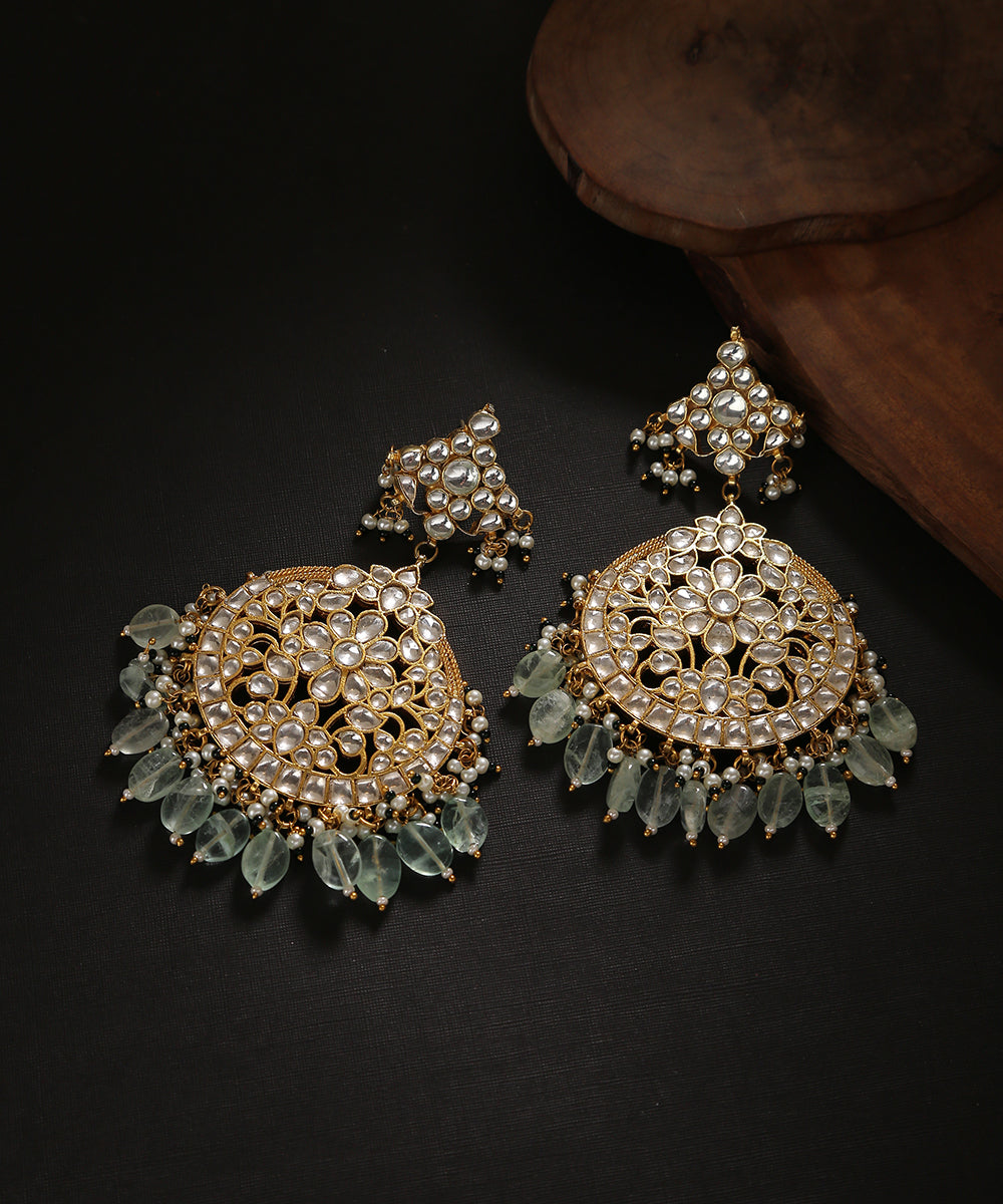 Tarazi_Handcrafted_Pure_Silver_Earrings_With_kundan_And_Sage_Green_Stones_WeaverStory_01