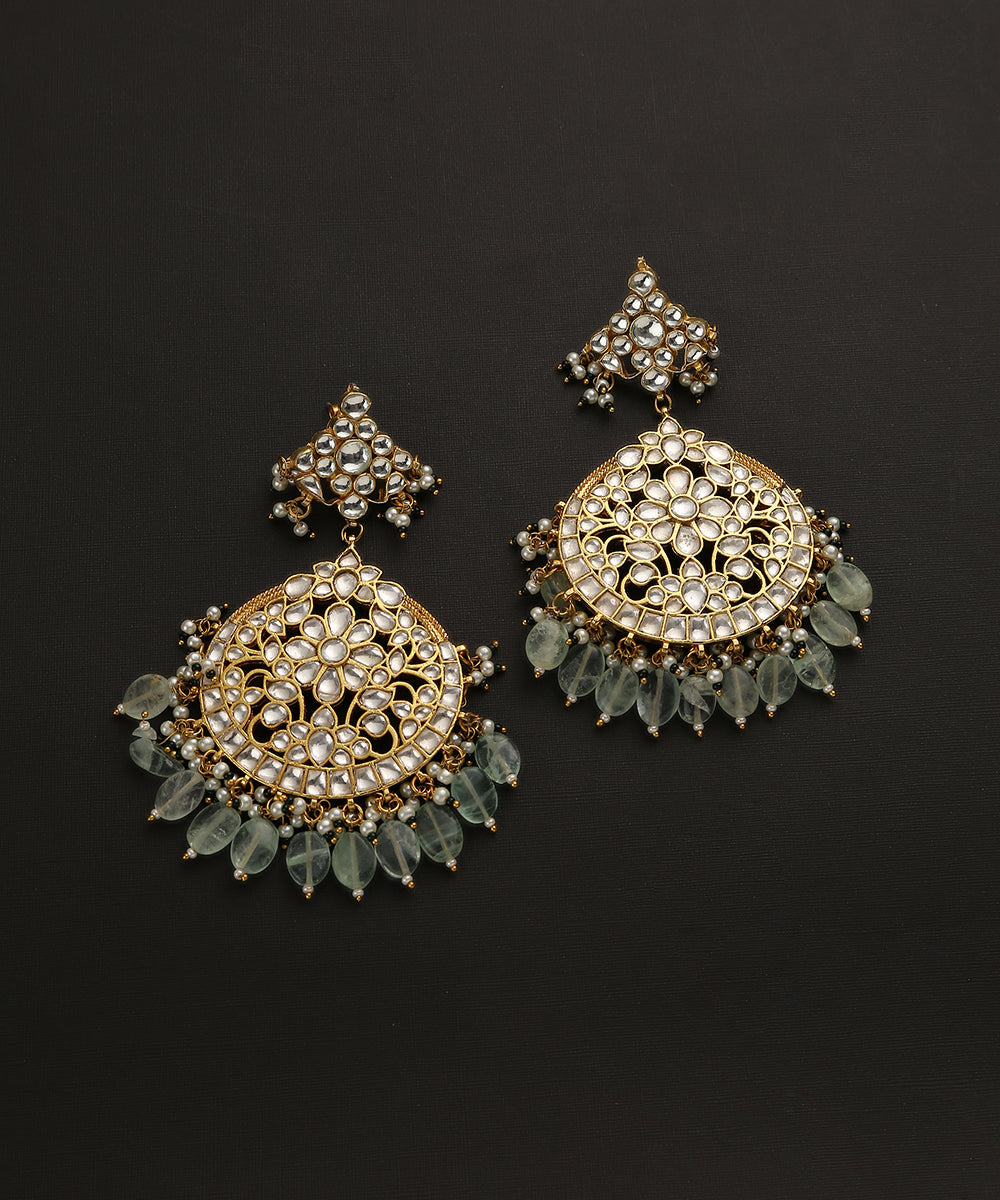 Tarazi_Handcrafted_Pure_Silver_Earrings_With_kundan_And_Sage_Green_Stones_WeaverStory_02