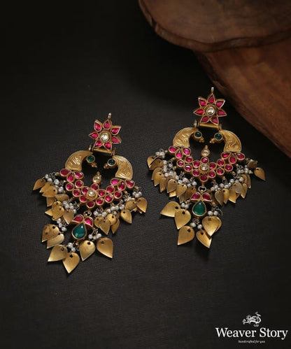 Ameirah_Handcrafted_Pure_Silver_Earrings_With_Emeralds_And_Ruby_WeaverStory_01
