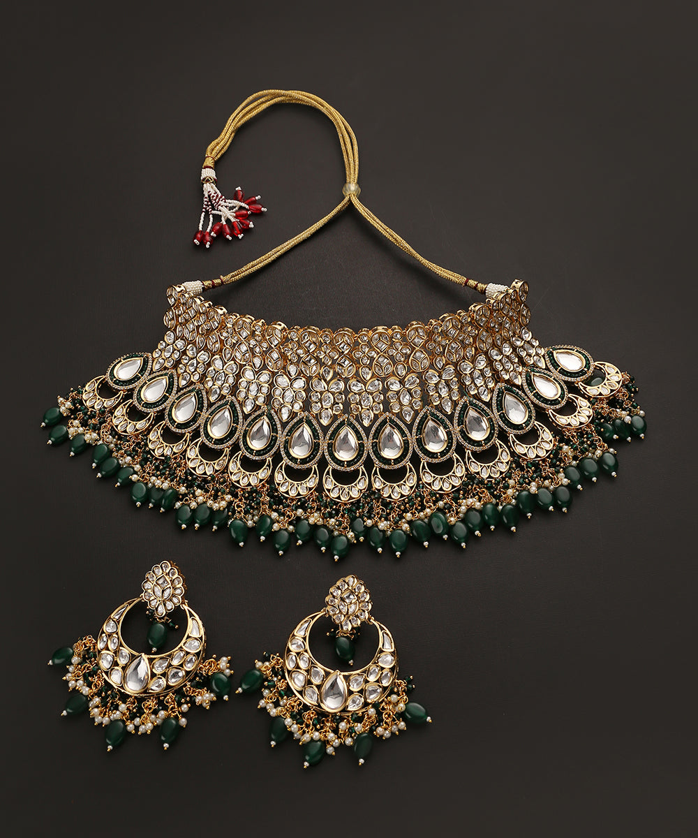 Gufrana_Handcrafted_Pure_Silver_Necklace_Set_With_kundan_And_Melons_WeaverStory_02