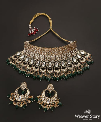 Gufrana_Handcrafted_Pure_Silver_Necklace_Set_With_kundan_And_Melons_WeaverStory_02