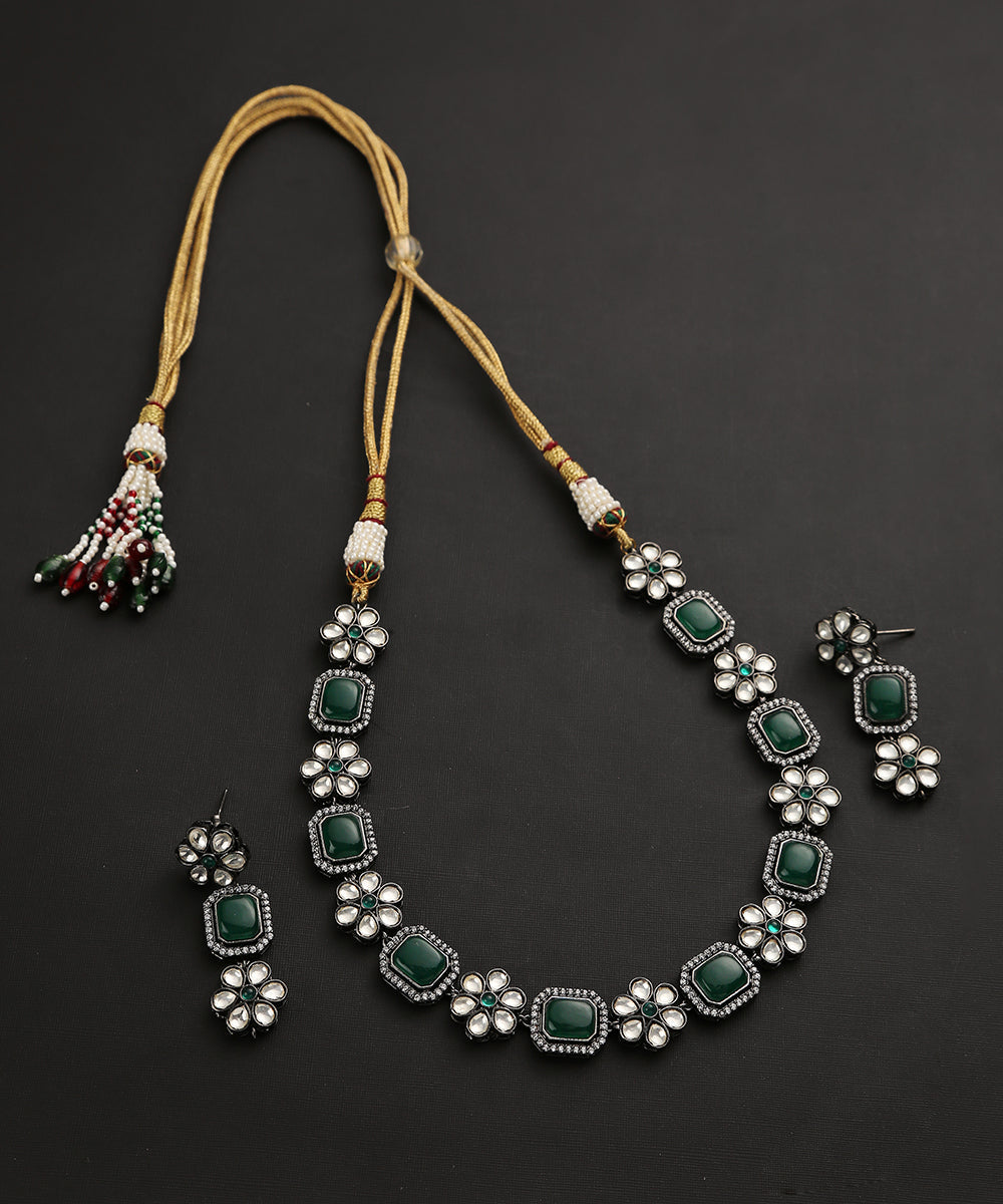 Belle Époque Antique Emerald Diamond Gold Necklace - Ruby Lane