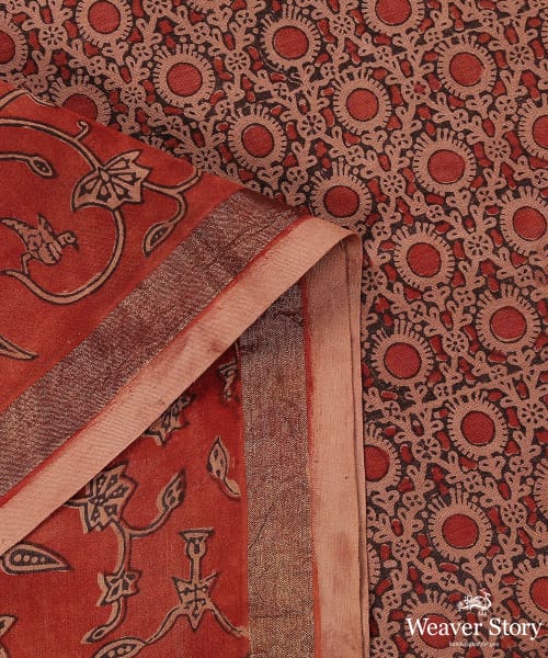 Handloom_Peach_And_Pink_Pure_Silk_Cotton_Dupatta_With_Hand_Block_Printing_WeaverStory_04