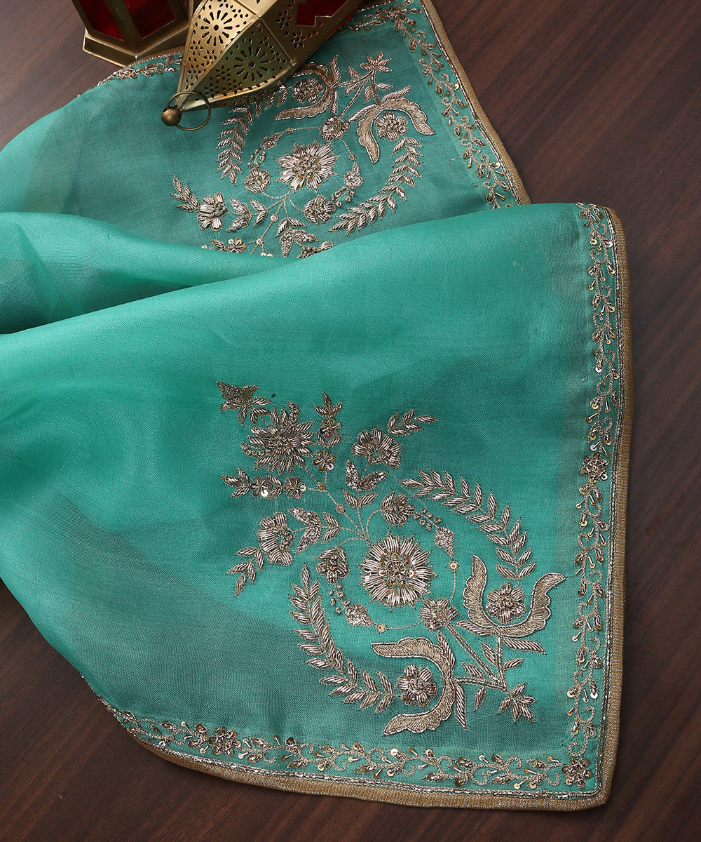 Handloom_Aqua_Blue_Pure_Organza_Dupatta_With_Hand_Embroidered_Zardozi_Motifs_And_Thin_Border_WeaverStory_01