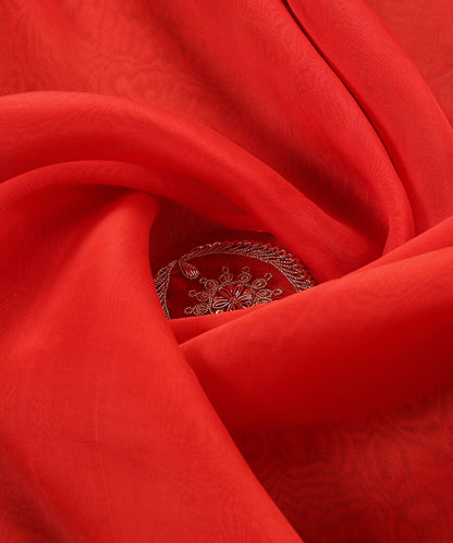 Brick_Red_Handloom_Pure_Organza_Dupatta_With_Dori_And_Sequin_Hand_Embroidery_WeaverStory_05