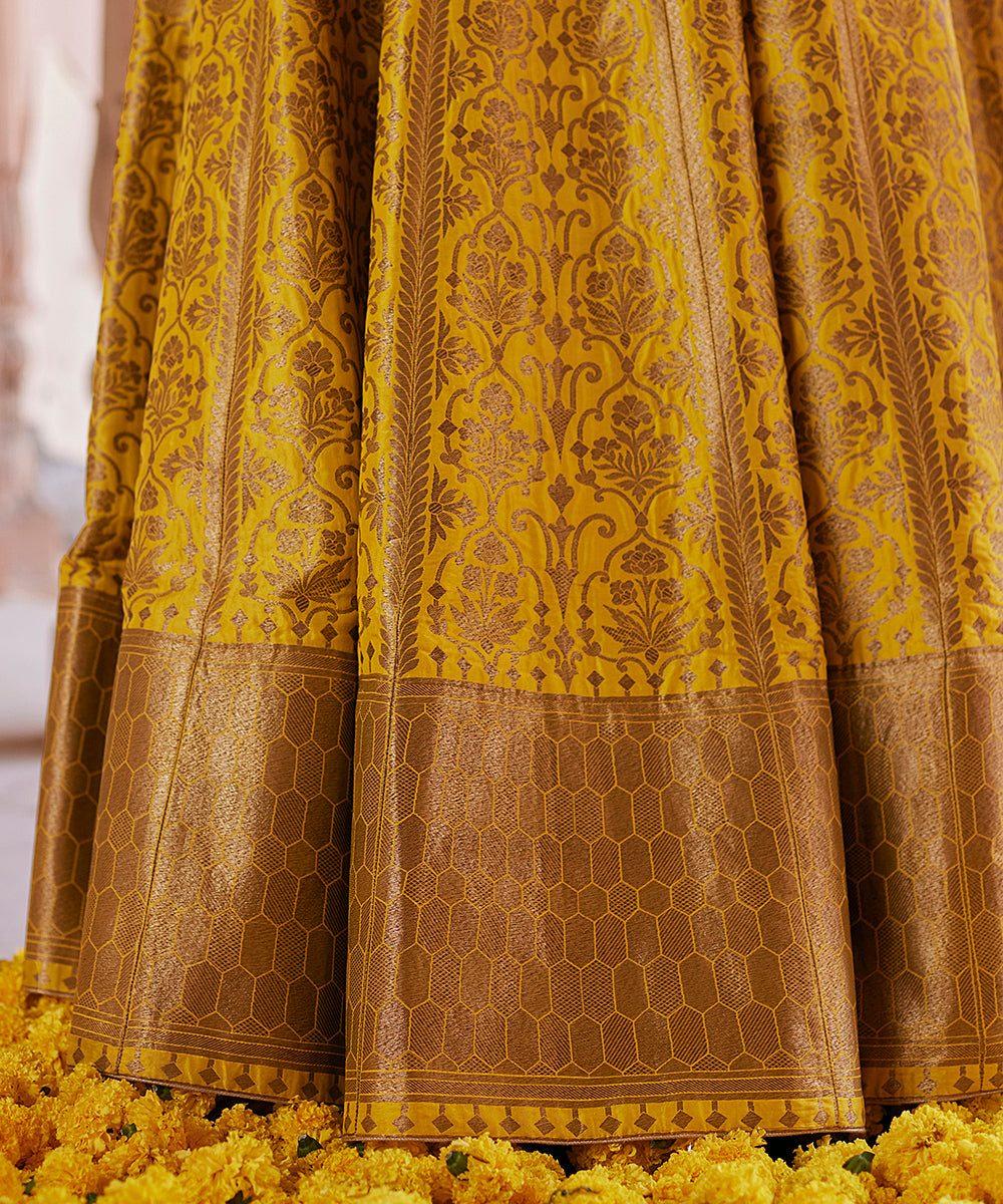 Yellow_Pure_Katan_Silk_Brocade_Banarasi_Lehenga_With_Embroidered_Blouse_And_Dupatta_WeaverStory_06