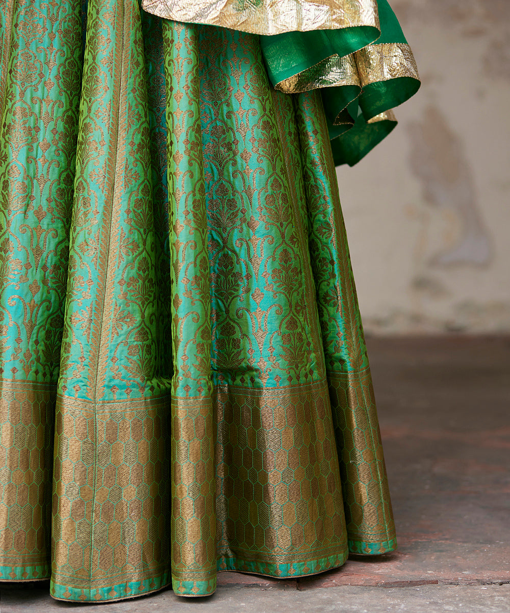 Green_Pure_Katan_Silk_Brocade_Banarasi_Lehenga_With_Embroidered_Blouse_And_Dupatta_WeaverStory_06