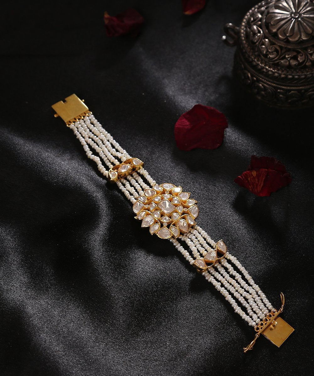 Gold Plated Silver Bangles with Moissanite Polki and Kundan – WeaverStory