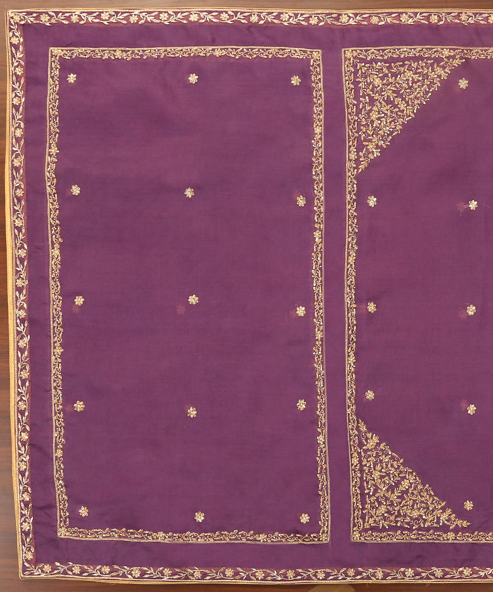 Purple_Handloom_Organza_Dupatta_With_Embroidered_Zardozi_Borders_And_Boota_All_Over_WeaverStory_02