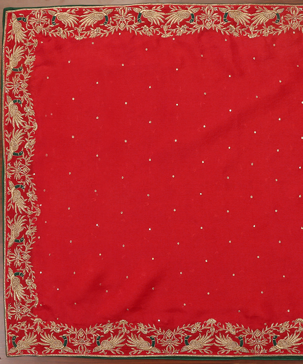 Red_Handloom_Pure_Organza_Dupatta_With_Hand_Embroidered_Zardozi_Border_WeaverStory_02