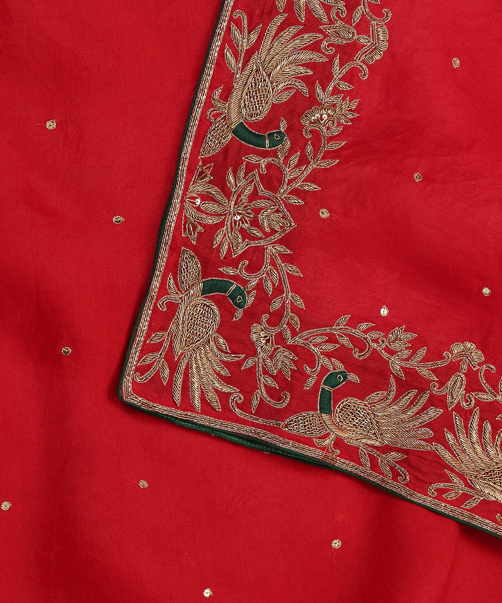 Red_Handloom_Pure_Organza_Dupatta_With_Hand_Embroidered_Zardozi_Border_WeaverStory_04