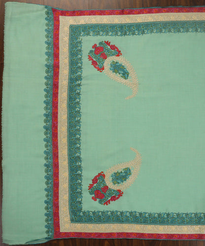 Handwoven_Sea_Green_Pure_Pashmina_Shawl_With_Sozni_Kari_Border_And_Tilla_Work_WeaverStory_03