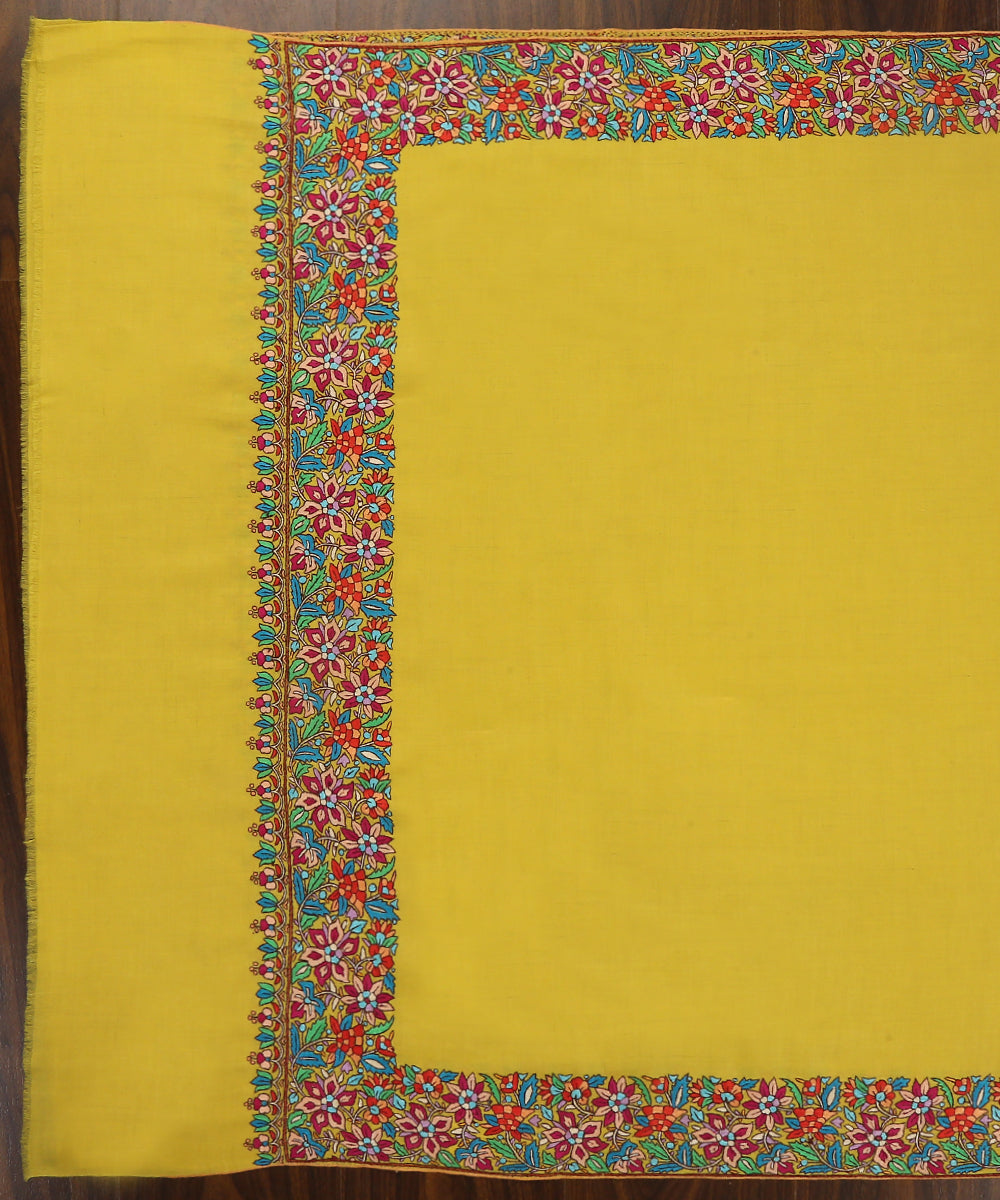 Fluorescent_Yellow_Handwoven_Pure_Pashmina_Shawl_With_Paper_Mache_Embroidery_Border_WeaverStory_03