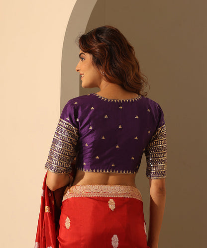 Hand_Embroidered_Purple_Raw_Silk_Blouse_With_Sweetheart_Neckline_WeaverStory_03