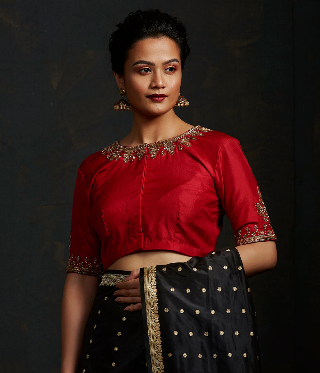 Red_Blouse_with_Big_Boota_on_Sleeves_and_Neck_Embroidery_WeaverStory_02