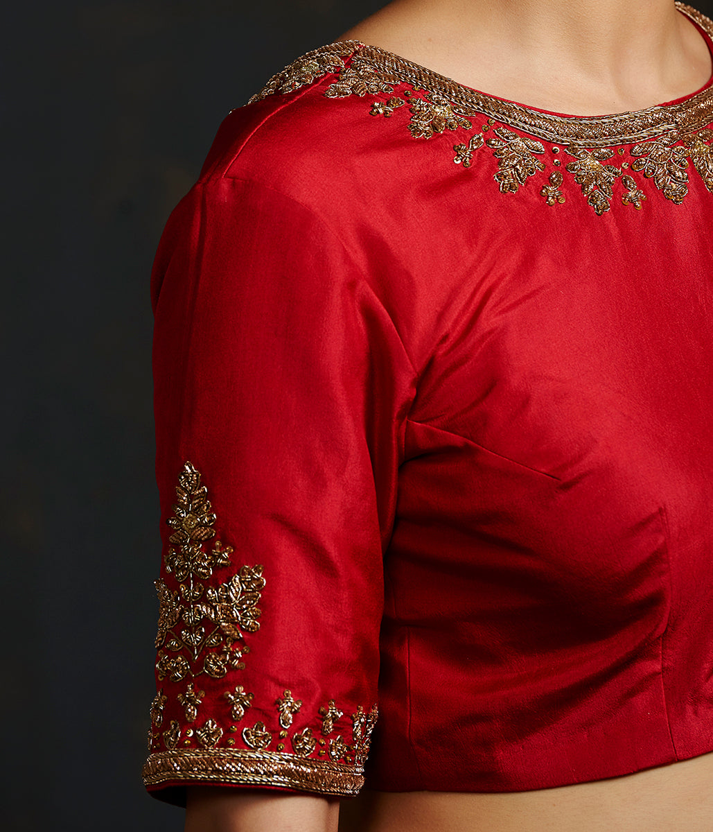 Red_Blouse_with_Big_Boota_on_Sleeves_and_Neck_Embroidery_WeaverStory_04