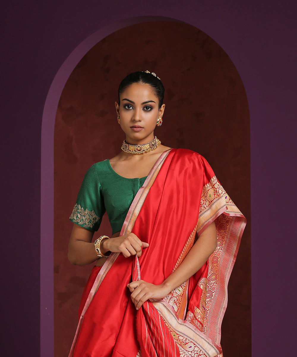 Green_Pure_Silk_Hand_Embroidered_Zardozi_Blouse_WeaverStory_02