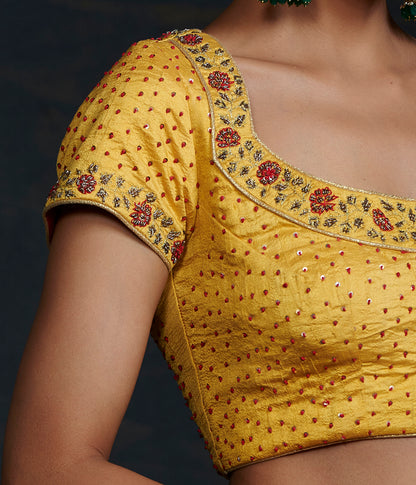 Yellow_Silk_Blouse_with_Zardozi_and_Red_Detailing_WeaverStory_03